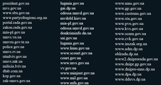 Перелік сайтів, які лягли внаслідок хакерських атак після закриття EX.UA
